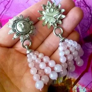 TIFFANY & CO. Sterling Silver Rose Quartz Bead Earrings (Clip-On) Vintage